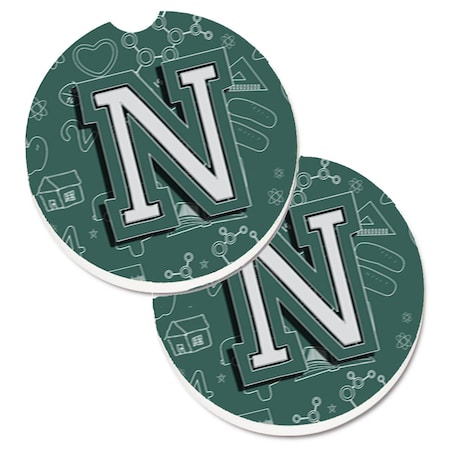 Carolines Treasures Letter N Back to School Initial  Cup Holder Car Coaster, PK2 CJ2010-NCARC